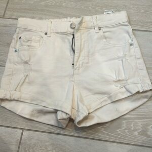 white garage jean shorts